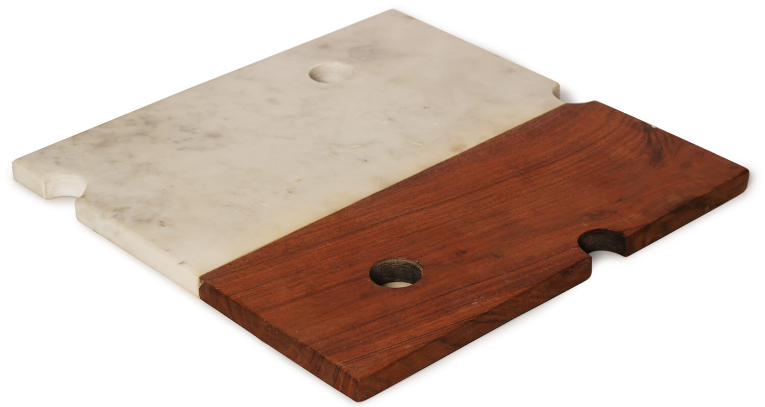 ArtistryBazaar Cutting Board with Marble and Natural Wood, Serving Board for Bread, Snacks, and Fruits, Chopping Board  for  Vegetables and Steak